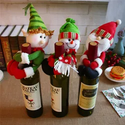 Christmas Decorations Red Wine Bottle Cover Santa Snowman Hold Wine Set Champagne Bottle Set Bar Restaurant Decoration