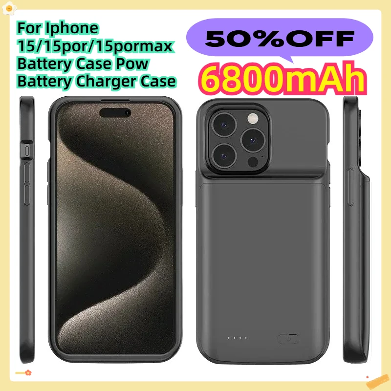 

For Iphone 15/15por/15pormax Battery Case Pow Battery Charger Case 6800mAh