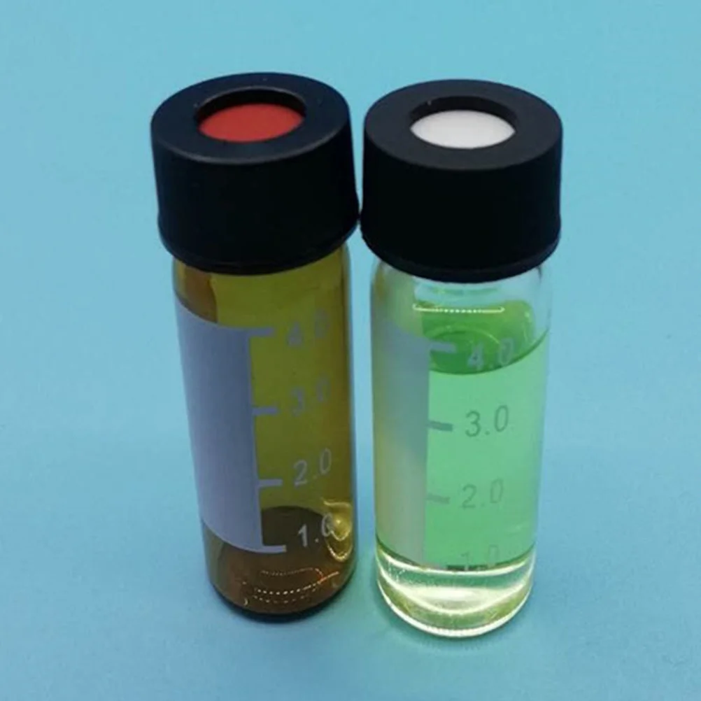 

20pcs 4ml Screw Neck Chromatography Vial with Black Solid Lid and with Scale Reagent Serum Storage Bottle Sample Bottles G