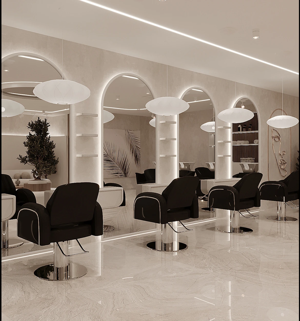 

Beauty Counter Salon Shop Decoration Led Beauty Mirror Salon Furniture Hair Salon Equipment Spa Store Furniture