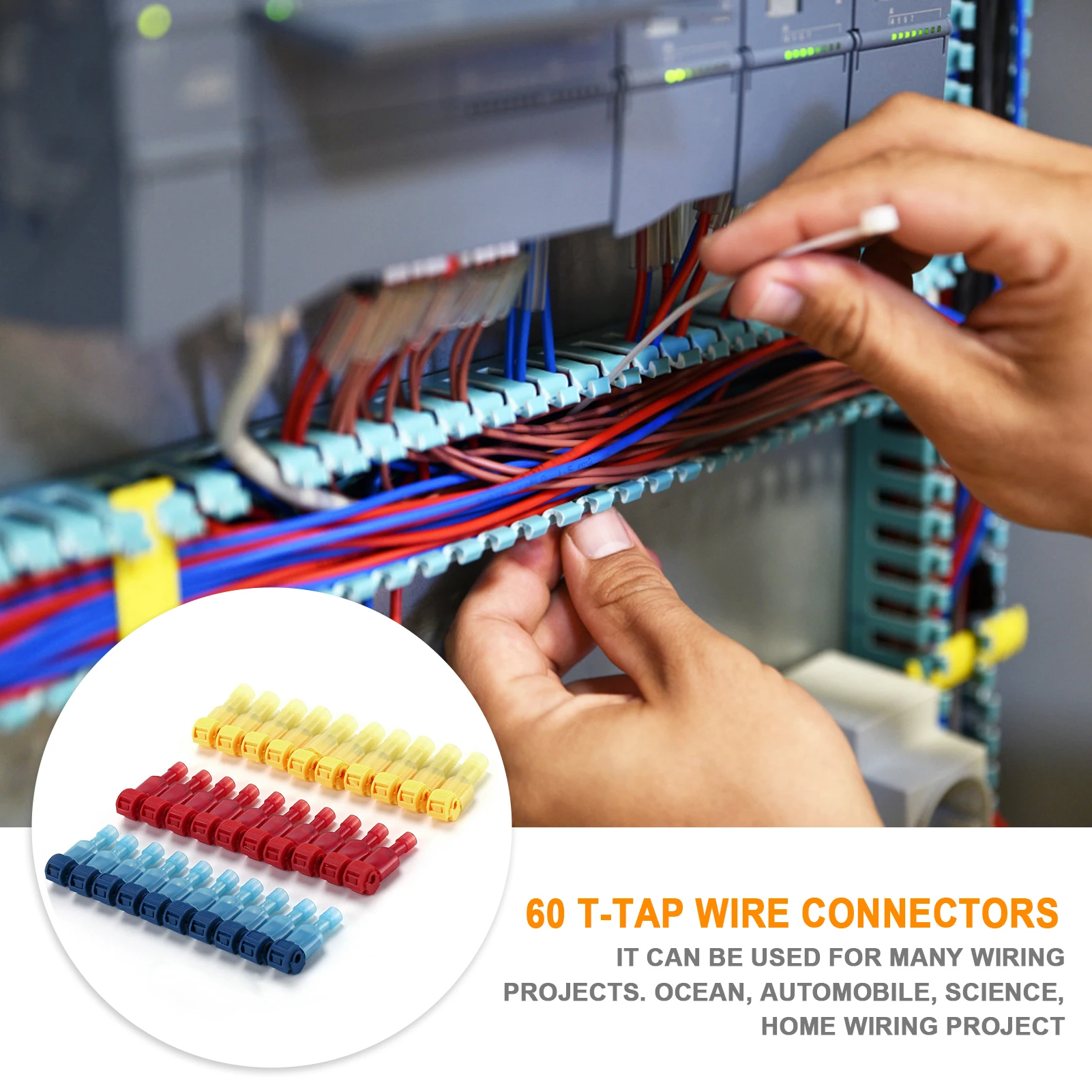 O bloco rápido dos conectores do fio da tala de t de 60 solderless t torneira o conector compacto da tala desconecta as torneiras do fio para o cabo