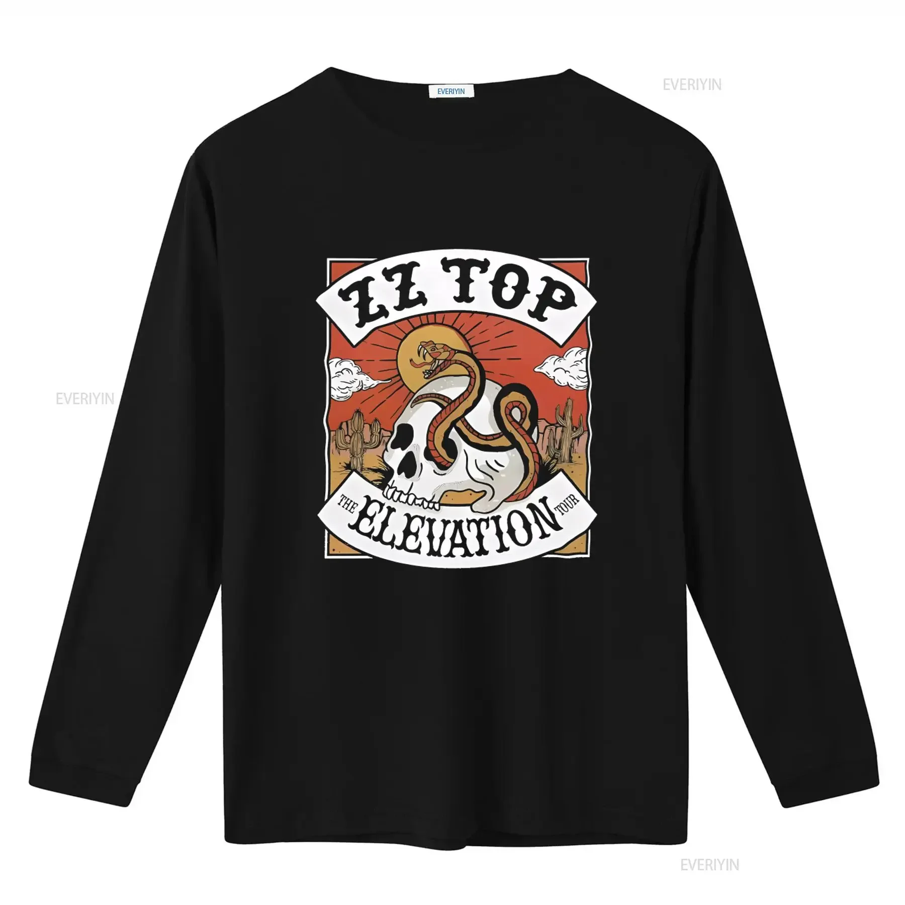 ZZ Top Elevation Tour Vintage Skull Snake Desert Rock Band T Shirt vintage Washed fashion Slightly Comfortable homme Stretched
