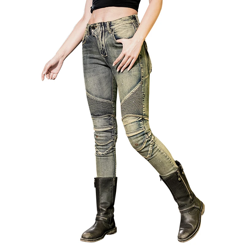 

Uglybros Female Knight Motorbike Riding Jeans Locomotive Casual Slim Pants For Girls Motorcycle Breathable Protect Trousers