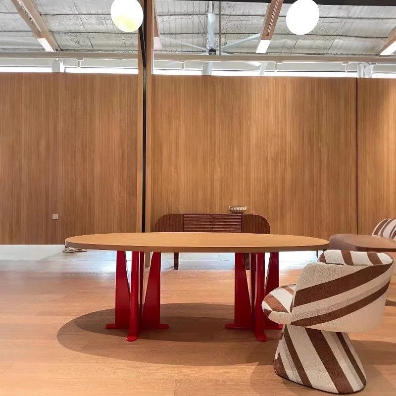 Oval solid wood dining table Italian simple desk long table modern desk