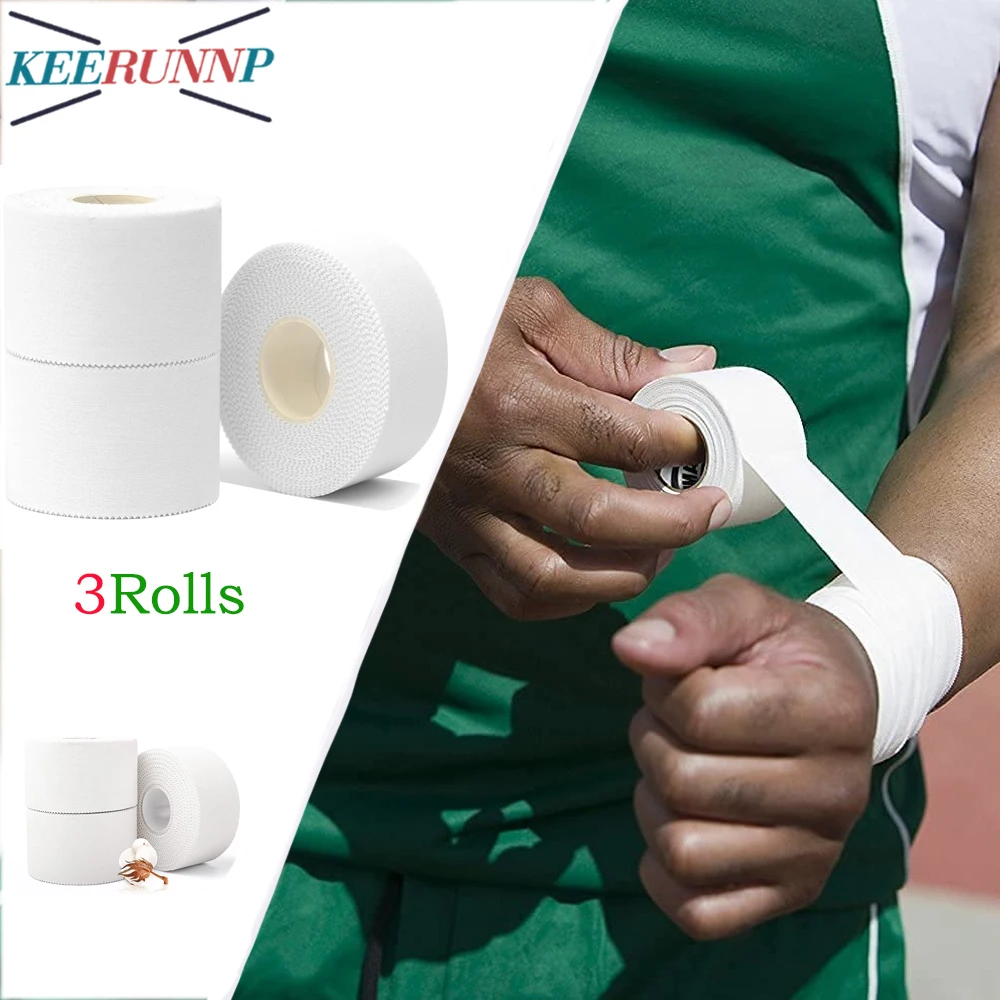 3Rolls Athletic Tape - No-Sticky Residue White Bandage Gauze Tape - Skin Friendly Athletic Tape Athletes,Coaches,Amateur,Workout