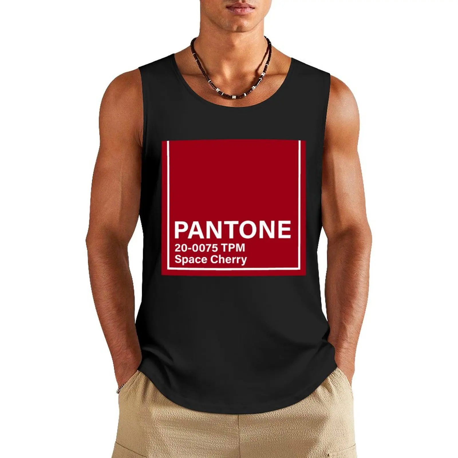 pantone 20-0075 TPM Space Cherry Tank Top vest men Sports shirt man