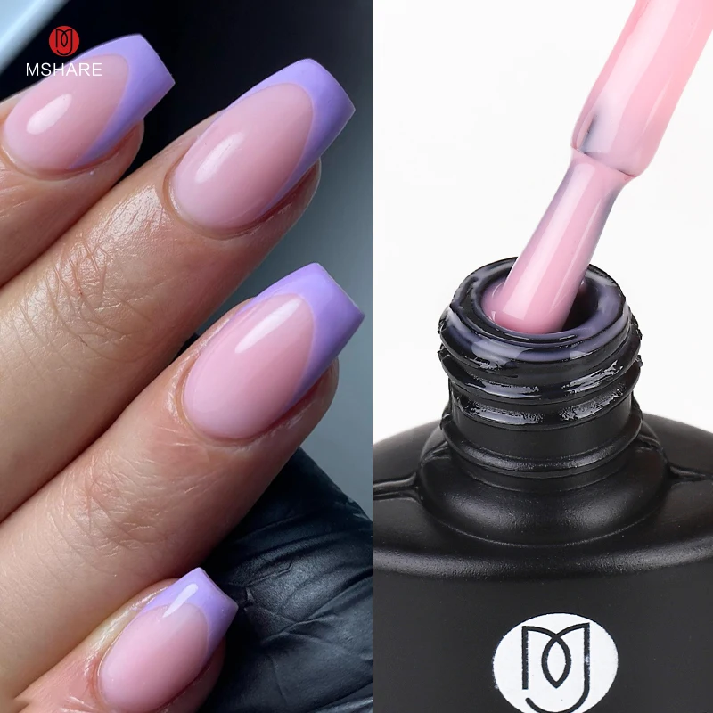 MSHARE 100ml Milky Pink  Jelly Nails Gel Polish Translucent Semi-permanent UV Led Gel Cure with Lamp