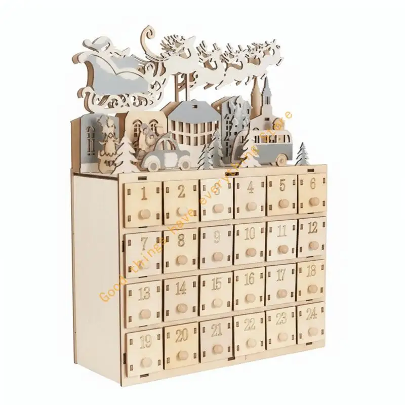 

Современный деревянный календарь пришествий со скрытыми отделениями для волнения 55КФ праздничного сезона