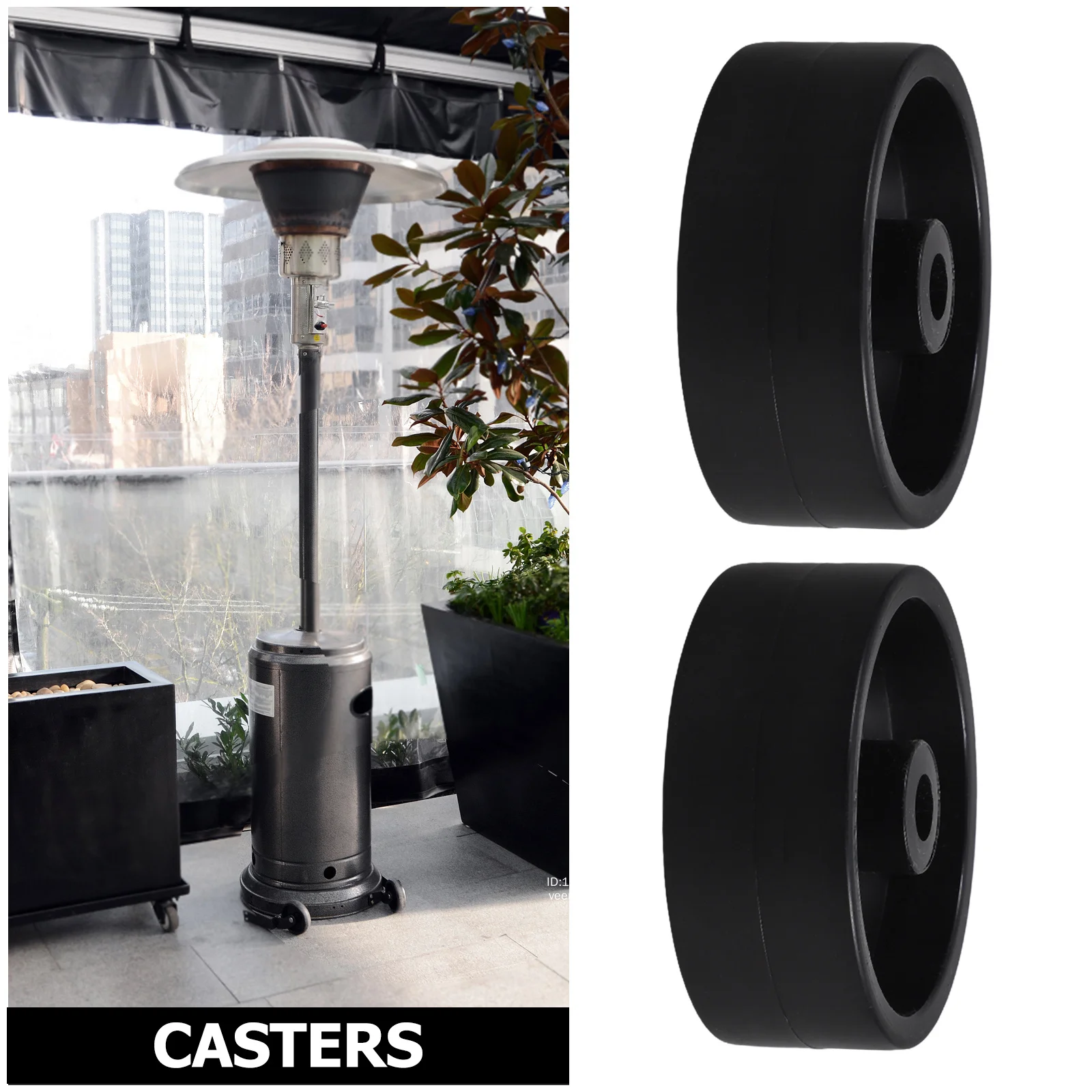 4Pcs Replacement Wheels for Patio Heater Heavy Duty Plastic Casters Smooth Mobility for Gas Heater Outdoor Use Accessories