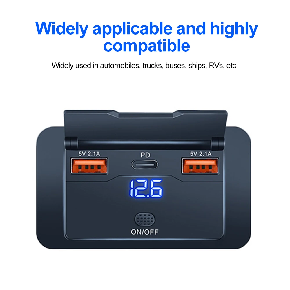 12V 24V USB Outlet Car Charging 4-Ports Dual PD Dual QC3.0 USB C Socket Wall Mount Accessories for Car Boat Marine RV Truck image 3