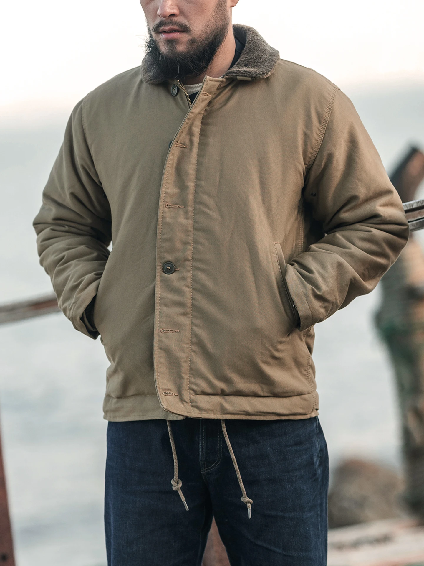 

Red Bronson Bronson Initial st Experiment N De Jaet Wool Inner USN Sle Men's Retro Windproof Thiened Jaet