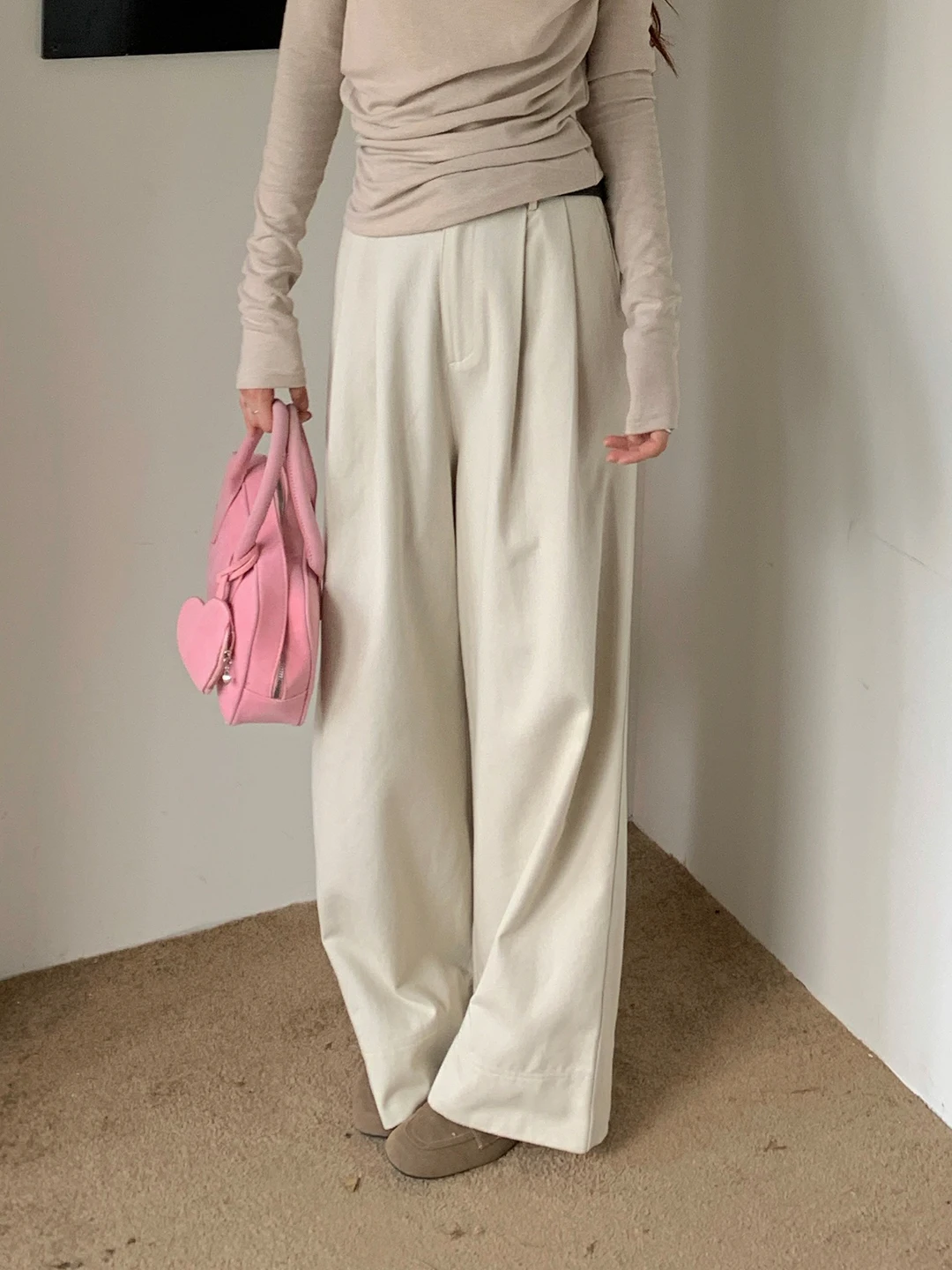 

Женские брюки-палаццо с высокой талией, прямого кроя, в пол, повседневные, весна-осень, новинка