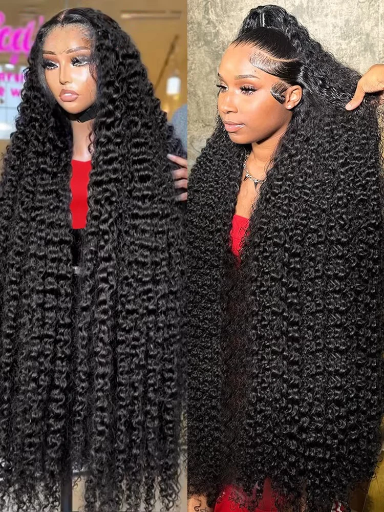 

40 46-дюймовый кружевной фронтальный парик с волнистой водой, 100% человеческие волосы, 300% высокая плотность, бесклеевые, 13x6 Hd, вьющиеся, глубокие волнистые фронтальные парики для женщин