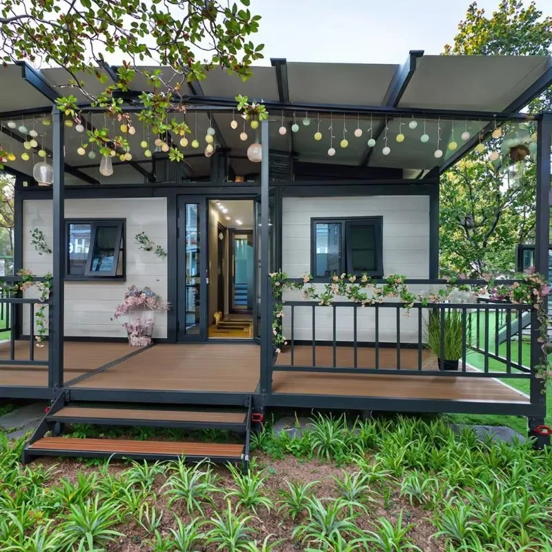 Construa facilmente uma villa de contêiner expansível pré-fabricada, casa móvel de 2 a 4 quartos, casa portátil