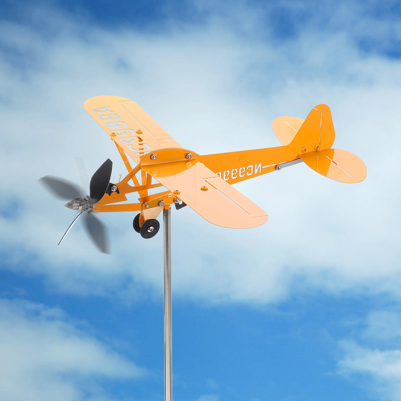 

Iron Weather Vane Durable Decorative for Fence Deck Yard Garden Airplane Rotatory Windmill Ornament Outdoor Lawn Metal