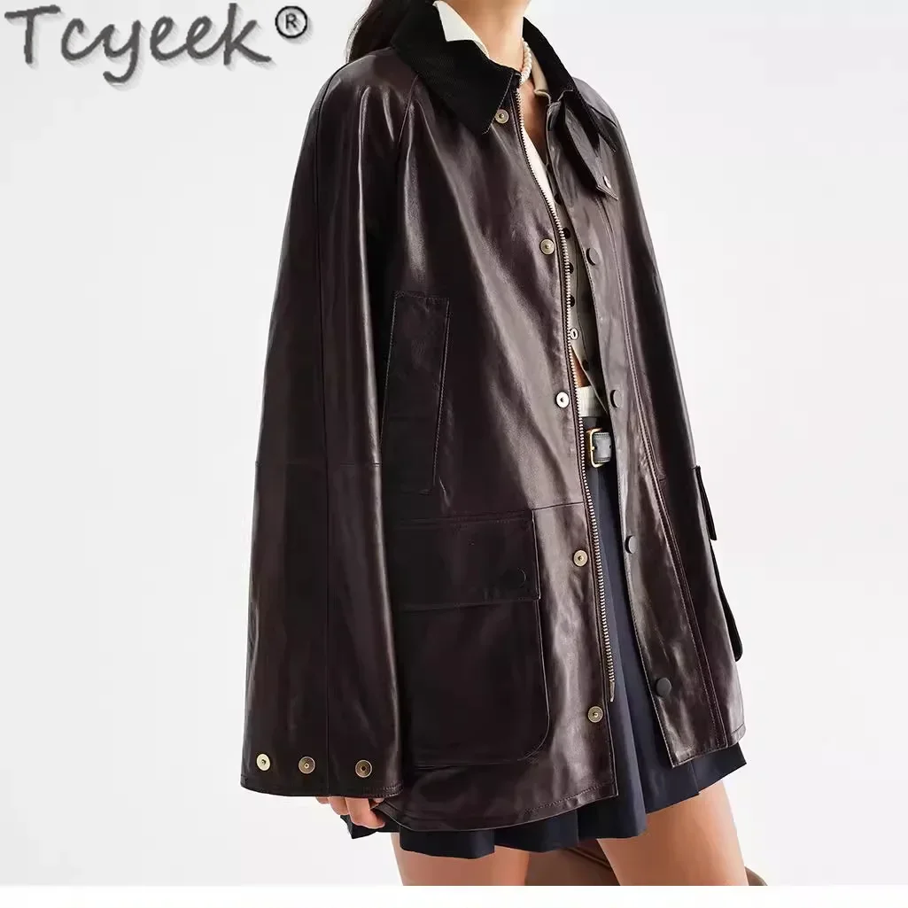 Tcyeek Real Leather Jacket Women Clothes Spring Autumn Sheepskin Coat Women's Leather Jackets Korean Fashion Jaqueta Couro 2024