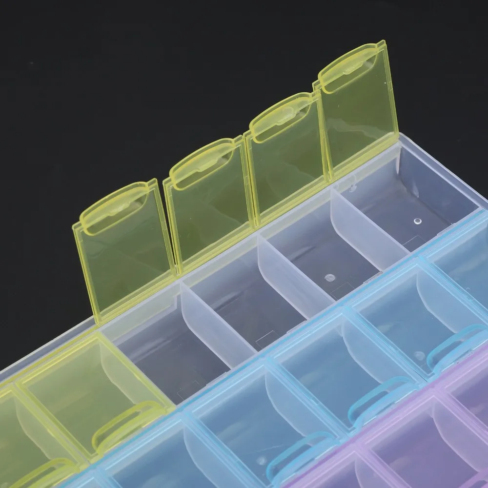 28 Grids PP Storage Box Transparent Tight Fasten Closure Rhinestone Storage Box Dustproof Sealed Lid DIY Storage Box