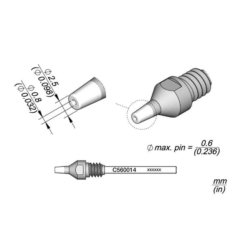 Imagem -04 - Jbc-c560001c560002 Pontas de Ferro de Solda Through-hole Desoldering Tip Fit para Dr560 Repair Solda Ferramenta Original