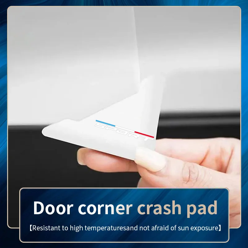 

1/2 pair white car door corner anti-collision sticker, anti scratch SPORT three color line door corner protection sticker