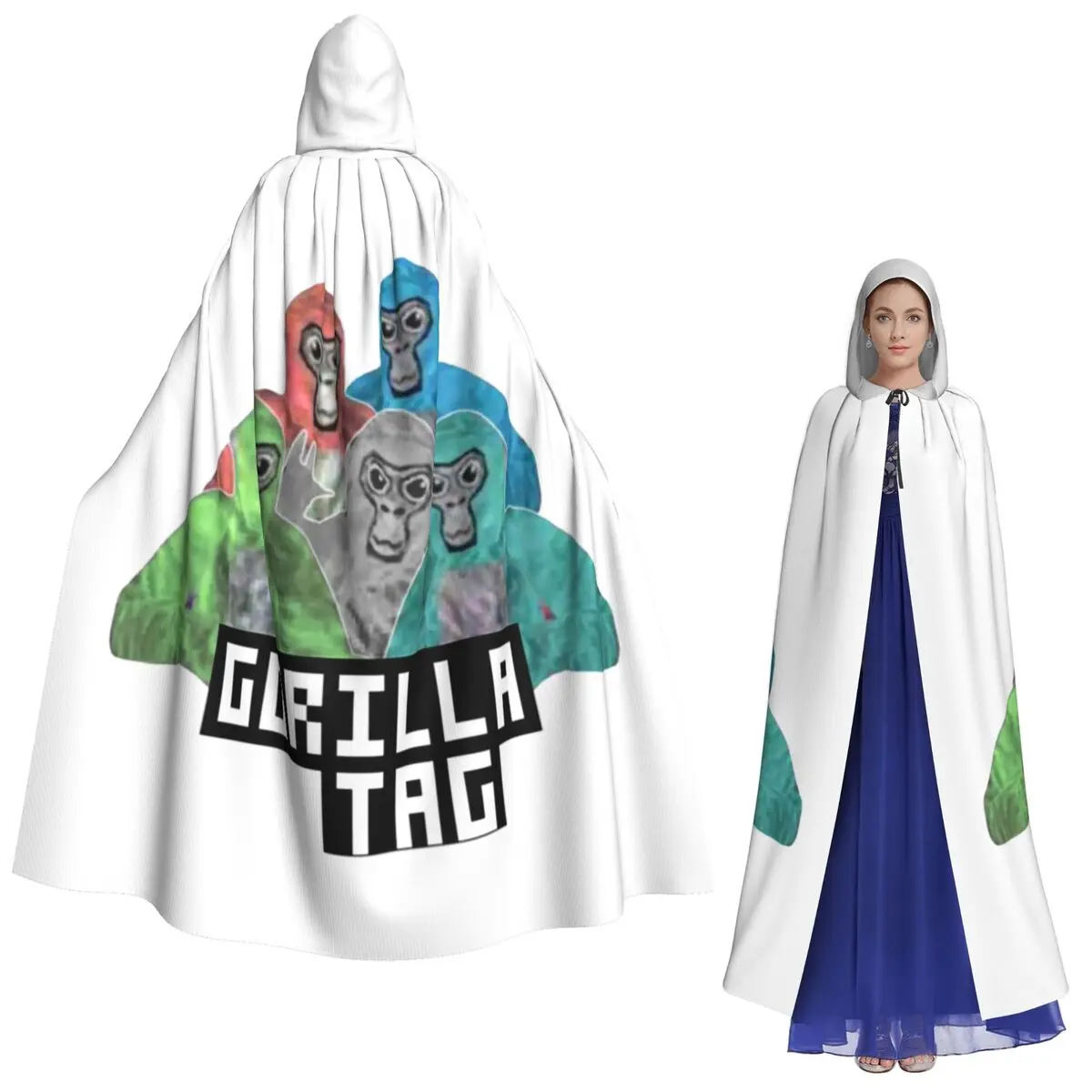 

Горилла Тег Обезьяна Длинный Плащ С Капюшоном Ведьма Средневековый Костюм Косплей Накидка Хэллоуин Пальто Для Взрослых Унисекс
