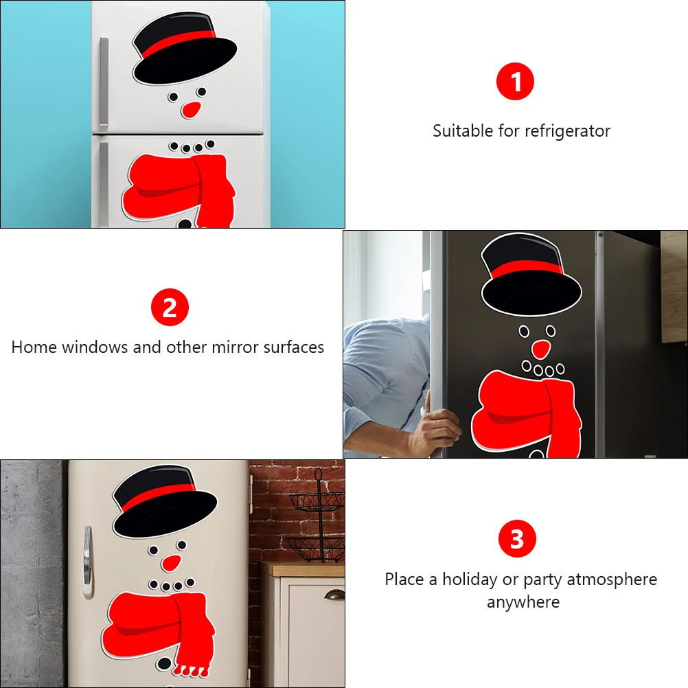 Refrigerator Sticker Christmas Fridge Magnets Stickers Snowman Water Proof Decor