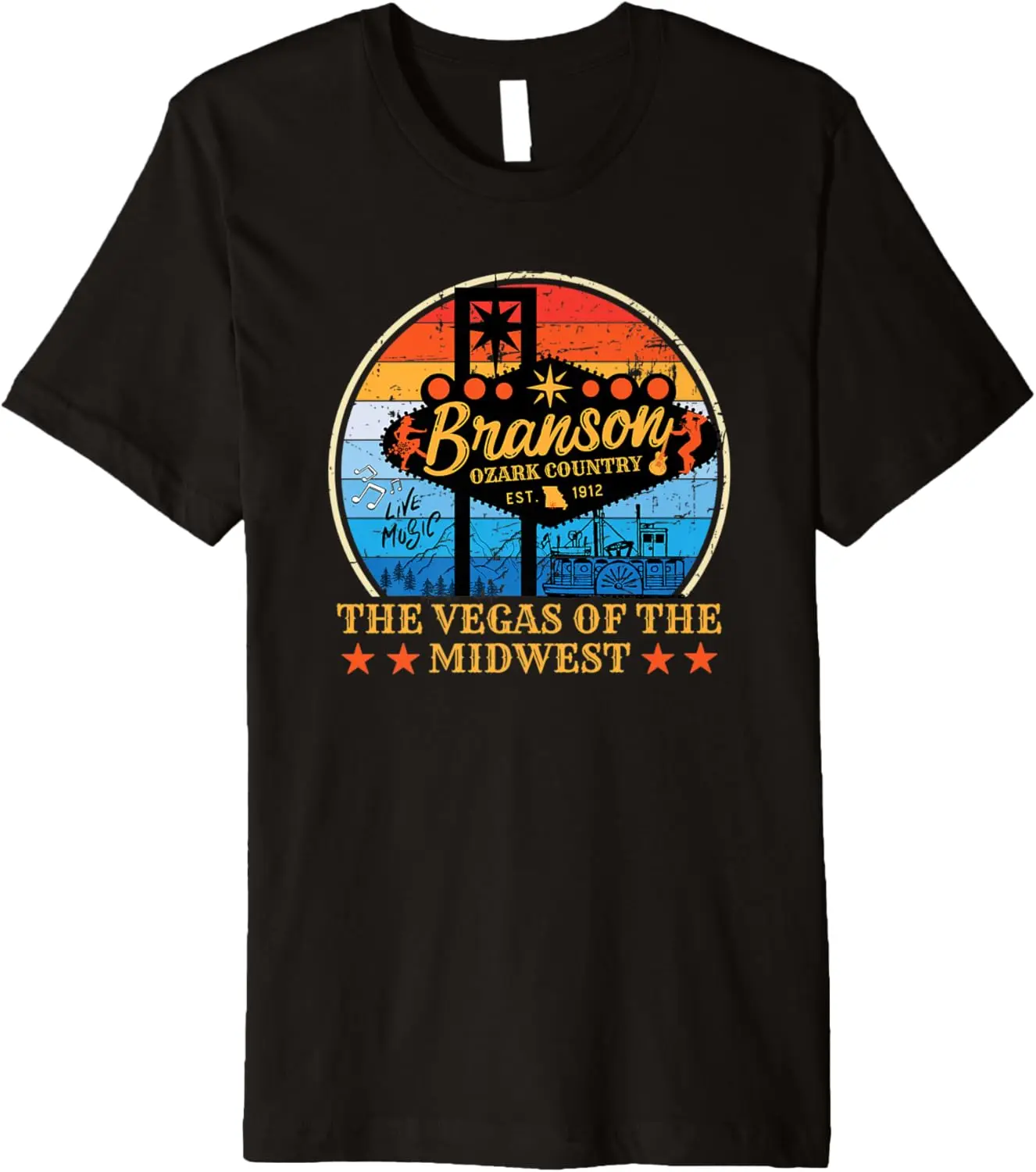 

Ретро-винтажная футболка премиум-класса Branson Missouri Vegas of the Midwest Tourism