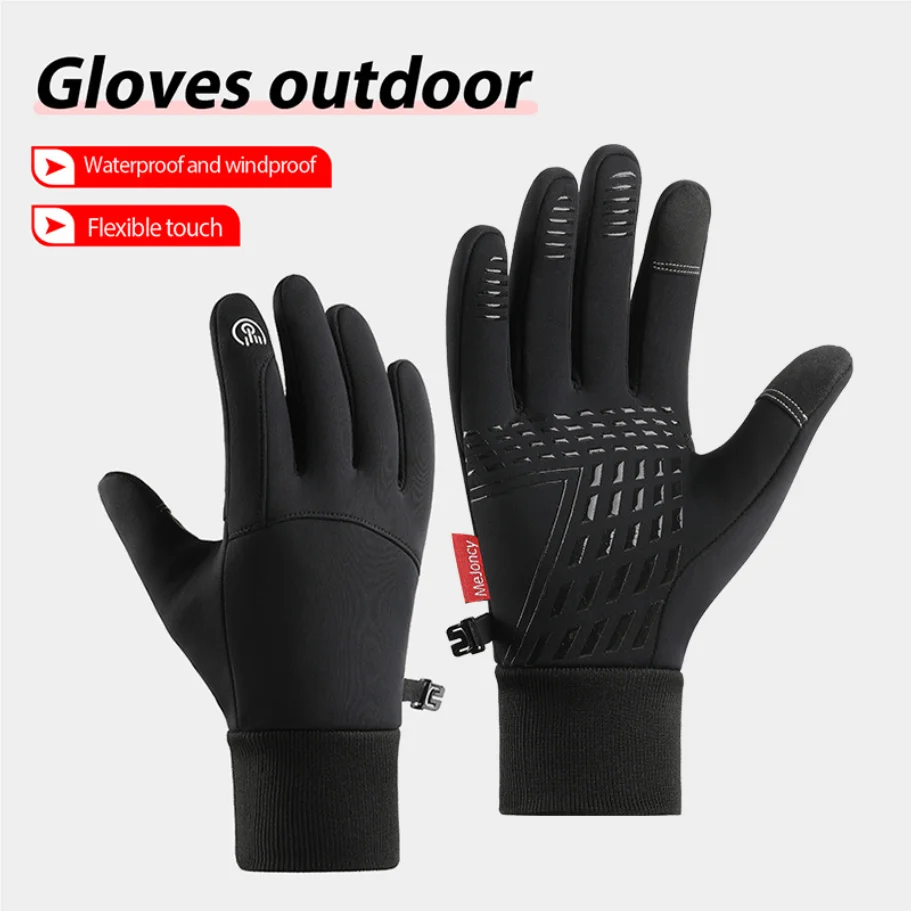 

Autumn Winter Outdoor Cycling Gloves Gym Fitness Sports Running Warm Touch Screen Nonslip Gloves Motorcycle Gloves Men Black