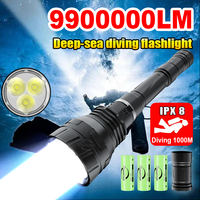 9900000LM Professional Diving Flashlight IPX8 Underwater Lantern Waterproof Lantern 3*26650 Dive Torch High Power Diving Lamp