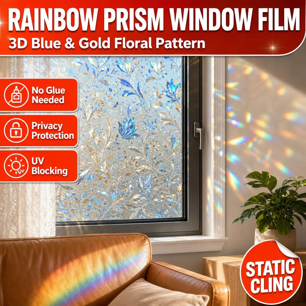 Privacy Window Film Roll Static Cling No Glue Removable Reusable UV Block Heat Block for Bedroom Bathroom Office
