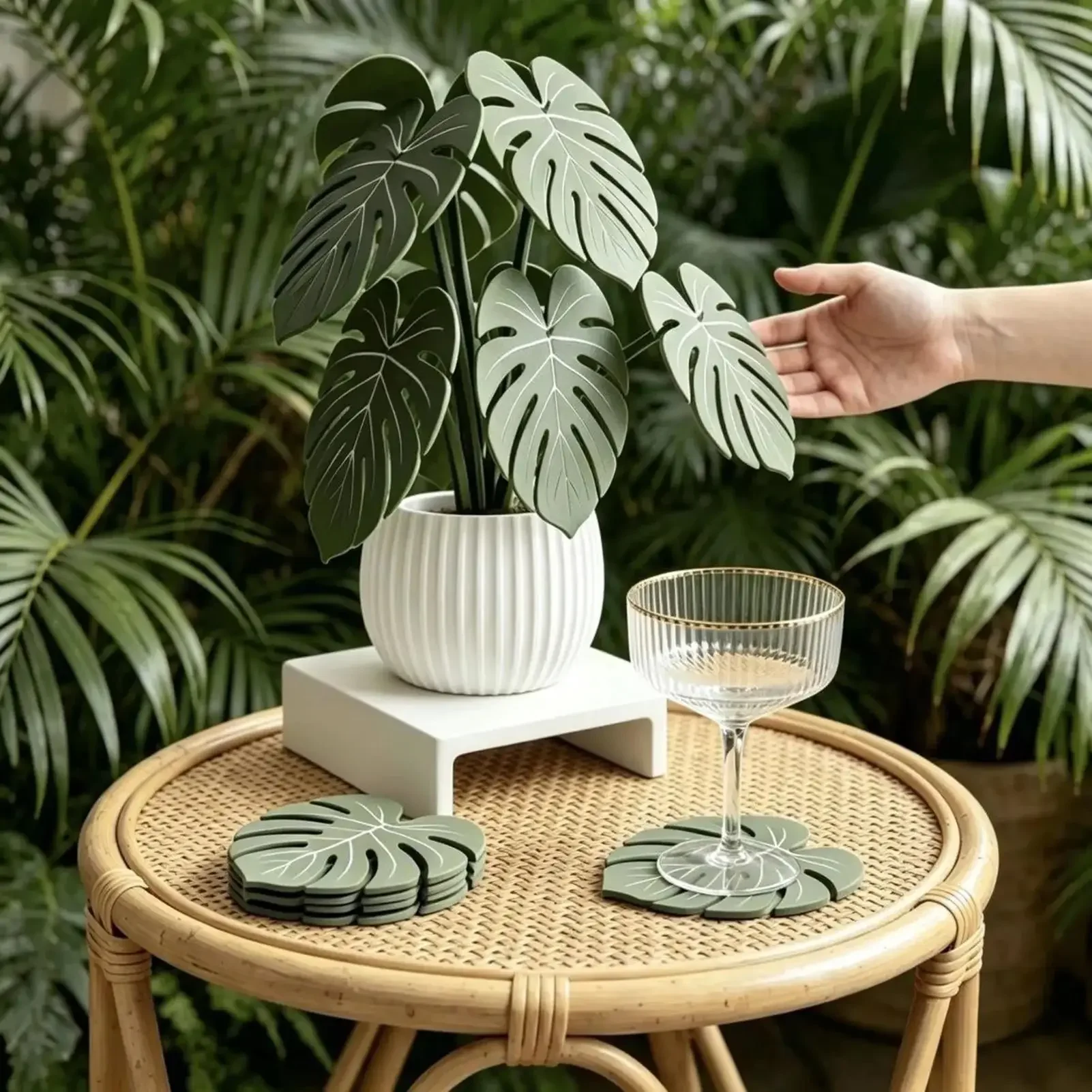 Creative Simulated Monstera Leaves Coasters 3D Printed Monstera Plant Coasters Non Slip Heat Resistant Table Pad Home Decoration
