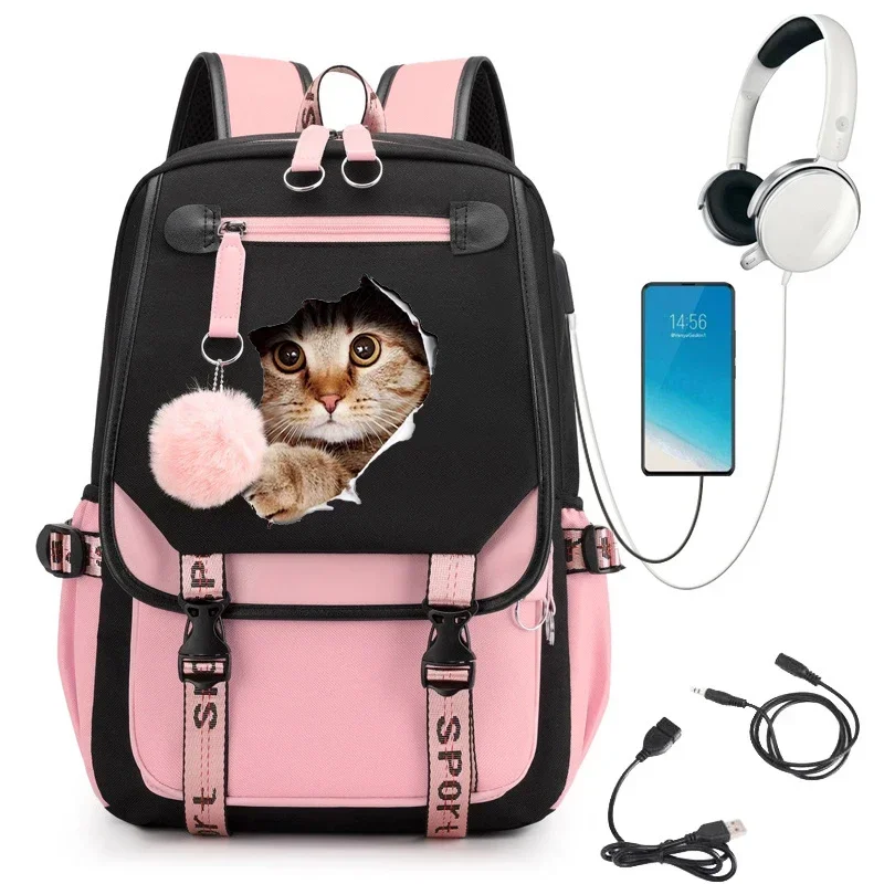 Mulheres mochilas escolares mochila kawaii gato impressão bagpack para adolescentes meninas estudante faculdade saco de livro mochila bolsas