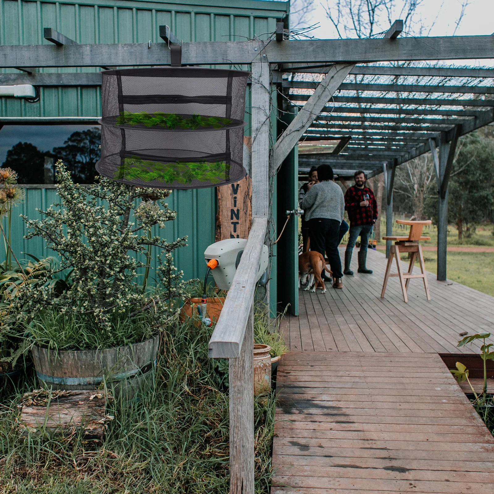 

Foldable Drying Large Outdoor Drying Mesh Mesh Storage Garden Hanging Steel Ring Zipper Herb Dryer Outdoor Vegetables Fish