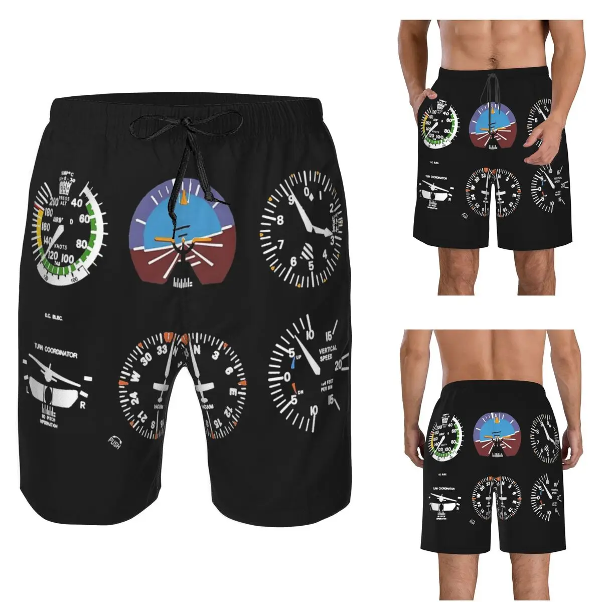 

Cockpit Six Dials Flight Simulator Pilot Trunks Beach Board Shorts Casual Quick Dry Swimming Summer Men Pants