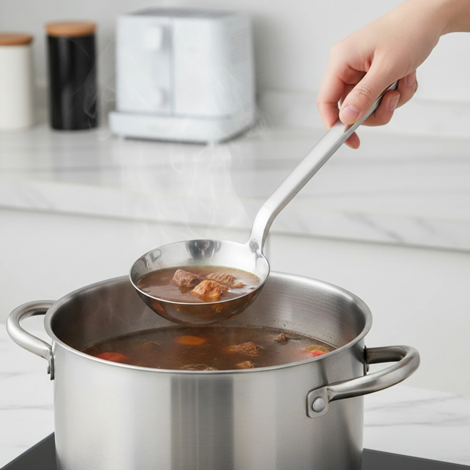 Soup Ladle One-Piece Spoon Utensil Thick for Home Cooks, Kitchen, Restaurant