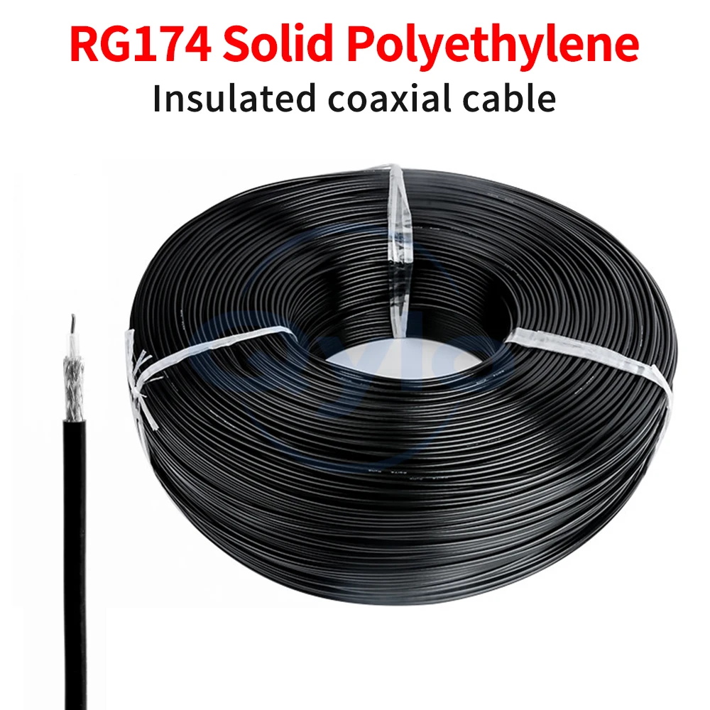 RG174 RF Coaxial Cable SYV-50-2-1 50 Ohm Tinned Copper Wire Ultra-Flexible Coaxial Cable (1 pcs)