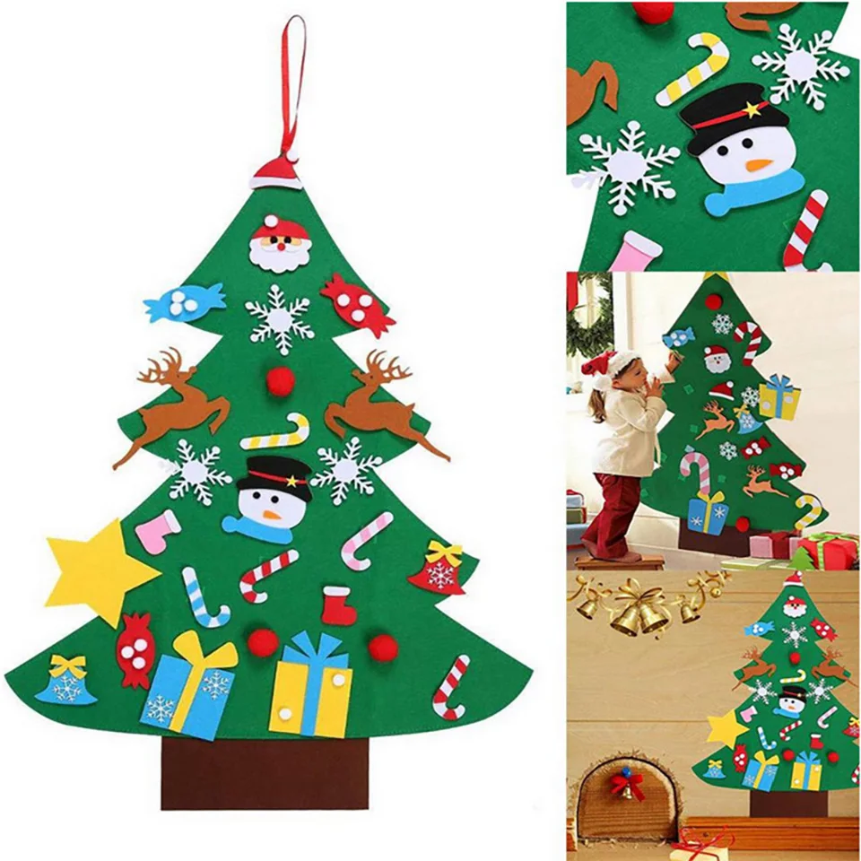 26pcs DIY Felt Christmas Tree Christmas Decoration for Home Navidad 2025 New Year Christmas Ornaments Santa Claus Xmas Kids Gift