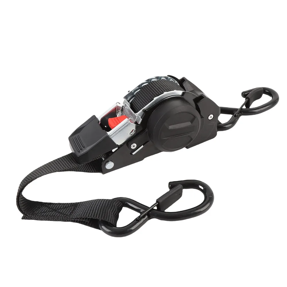 Black Ratchet Tie Down Straps Stainless Steel Stretching up to a maximum length of 3 Meters Auto Retractable Tie Down
