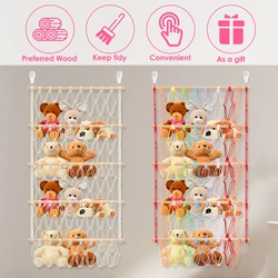 Stuffed Toy Storage Hammock 4-Layer Bohemia Woven Cotton Rope Hanging Storage Rack Organizer Mesh Holder For kid Room Decoration