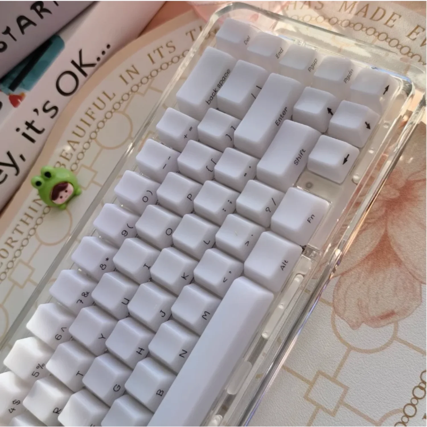 Transparent Matte White Frosted Keycaps 104 Keys OEM ABS MX Mechanical Keyboard Keys Need To Paste The Font By Yourself!