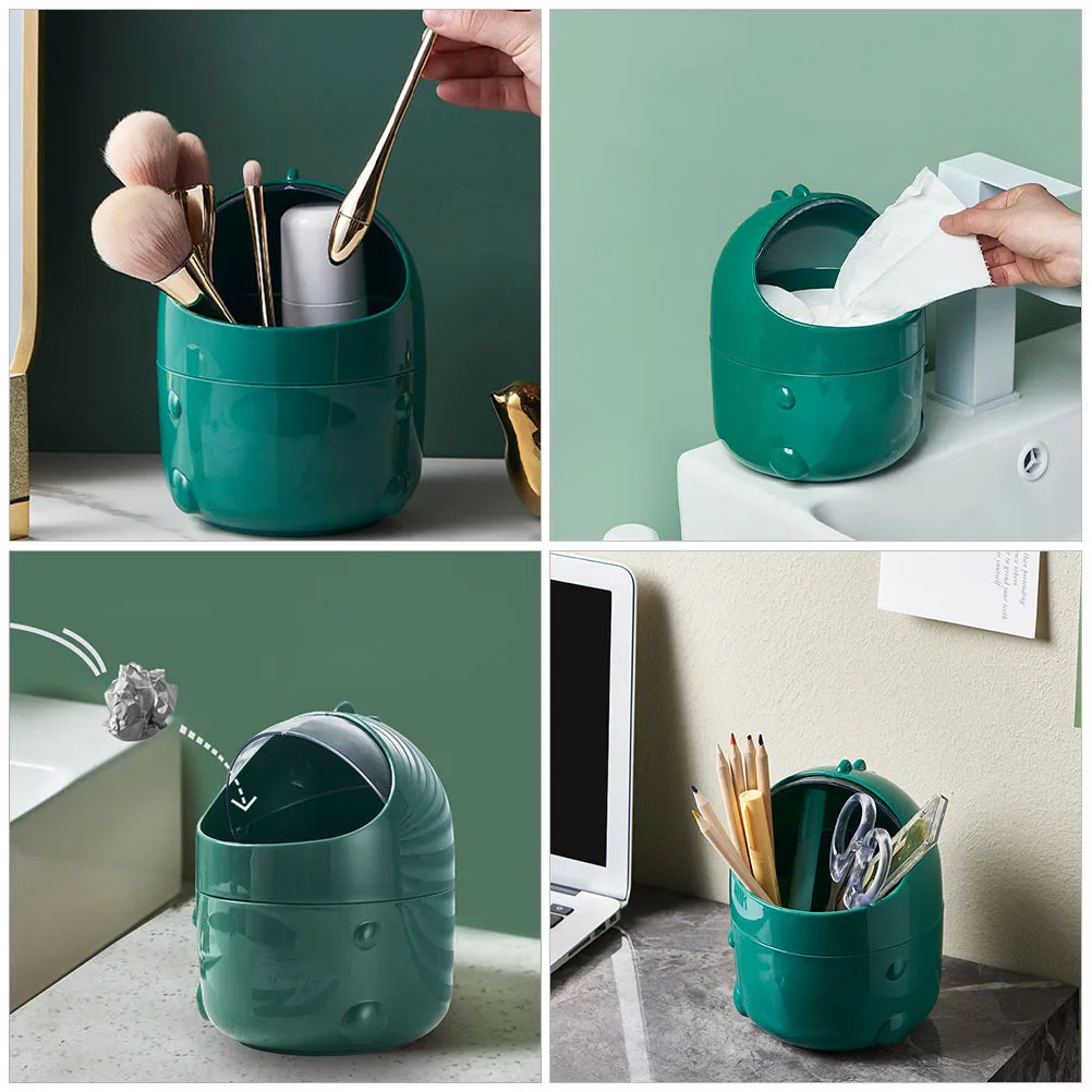 

Flip Top Trash Can Cute Dinosaur Design Household Garbage Bin For Kitchen Bathroom Office Study Lightweight Reusable Trash