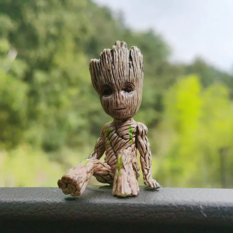 Mainan Dekorasi Mini Groot Guardians of The Galaxy Tree Man Hreos 6Cm figur aksi duduk Groot hadiah mainan Model anak-anak