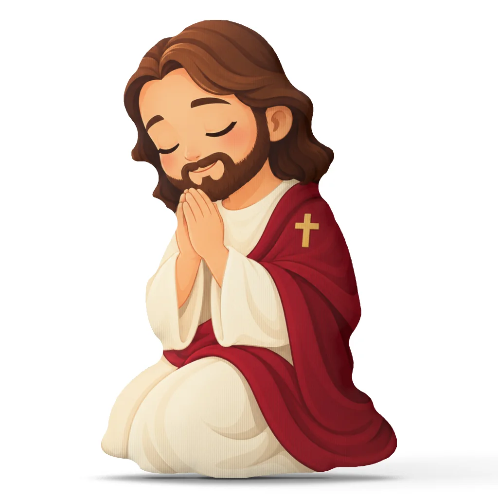 Kneeling Prayer Jesus Shaped Throw Pillow Christian Faith Cushion Religious Devotional Stuffed Home Decor Gift for Believers
