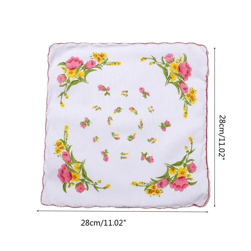 R1WE Vintage Fuloral Clorkerchiefs مجموعة DIY Women Hairband Ladies Bocket Clankerchiefs