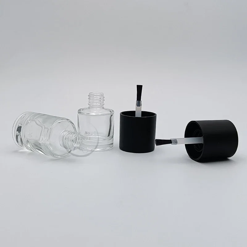 7ml 10ml Cylindrical Nail Polish Bottle High White Material Glass Nail Polish Portable Dispenser Bottle With Matte Black Lid