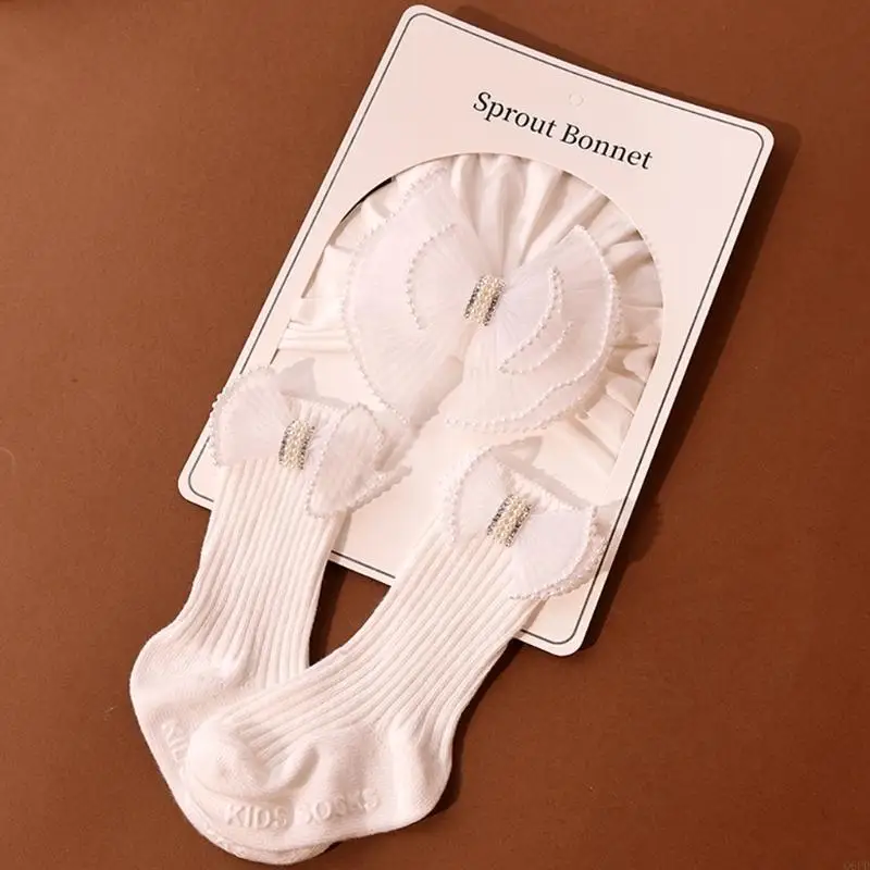 

Soft And Comfortable Baby Bowknot Turban Hat And Socks Made Of Cotton Polyester