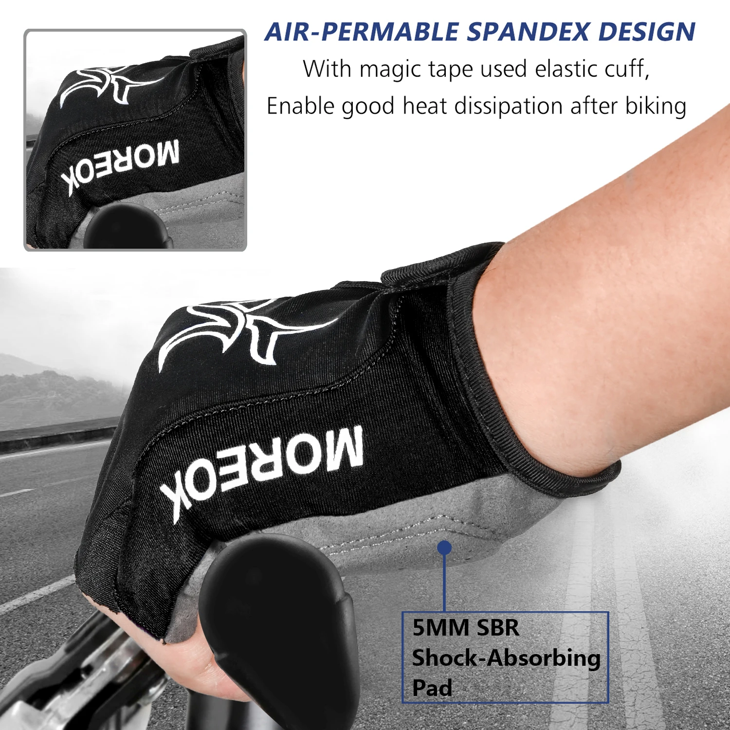 MOREOK Cycling Gloves Half Finger Shockproof Wear Resistant Breathable MTB Road Bicycle Gloves Men Women Sports Bike Equipment