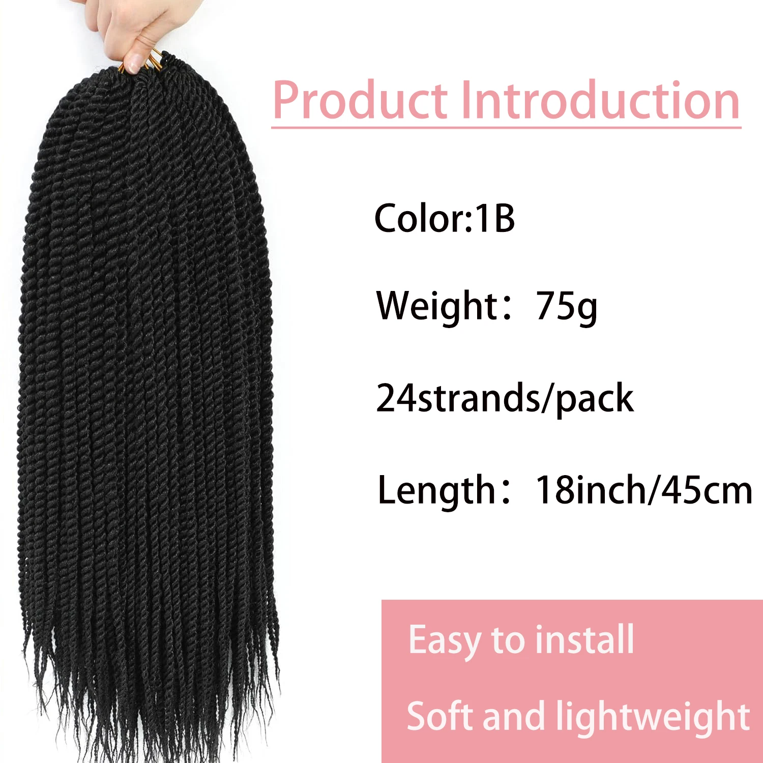 Senegalese Twist Gehaakt Haar-18 Inch Synthetische Senegalese Twist Gehaakte Vlechten Voor Vrouwen Mensenhaar, Voorluste Gehaakte Vlechten