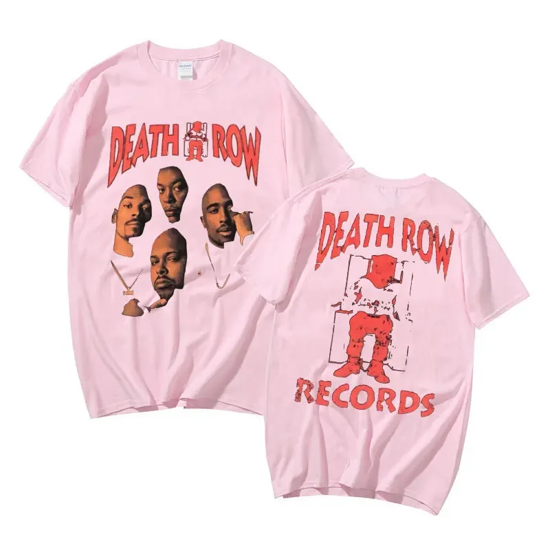 Death Row Records Dwustronna koszulka graficzna Damska koszulka w stylu hip-hopowym Retro T-shirty Raper Moda Streetwear