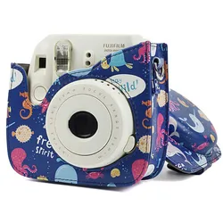 For Fujifilm Film Camera Bag for Instax Mini 9 8 8+ Camera Case PU Leather Cover Bag with Shoulder Strap
