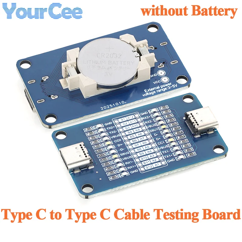 2PCS/1PC Type C to Type C Cable Testing Board Double Head USB TYPE-C Fast Charging Cable Detection Module 24Pin Without Battery
